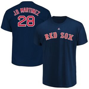 NWT Majestic JD Martinez‎ 28 Boston Red Sox Navy Blue T Shirt Large MLB Sports